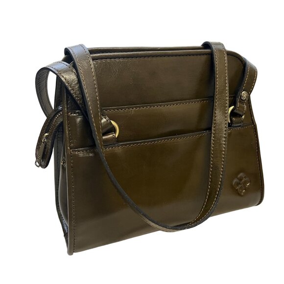 Patricia Nash Bruna Tooled Satchel Bag Purse Olive Green Gold CutOut NWT A1 - Picture 9 of 12